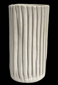 Ceramic Ribbed Vase - Signed 5.5in
