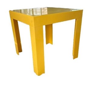 Vintage 1970s Mid-Century Modern Plastic Parsons-Style Yellow Side Table