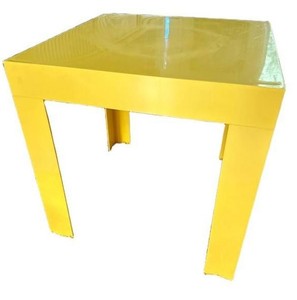 Vintage 1970s Mid-Century Modern Plastic Parsons-Style Yellow Side Table