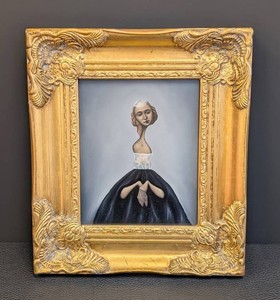 Original Nicholas Harper Framed Oil Painting  Surrealist Female Portrait in Ornate Gilt Frame