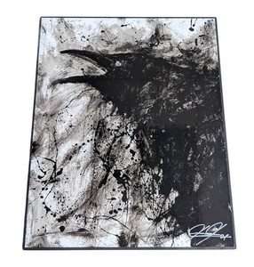 Abstract Painting - Signed Black, White & Silver Artwork