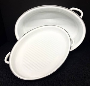 Enamel Roasting Pan - Cast Iron Oval Roaster With Wire Rack