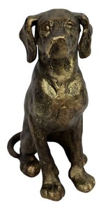 Dog Sculpture - Seated Hound Bronze Finish