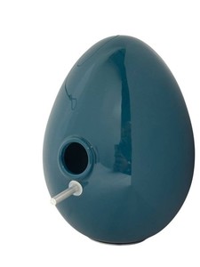 Ceramic Birdhouse - J Schatz Egg Design Glossy Teal