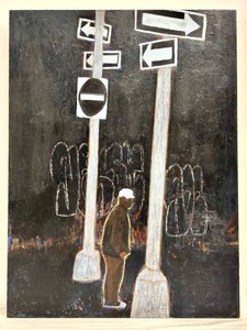 Original Teri Bloch Signed Painting - Urban Imagery 2011 Framed