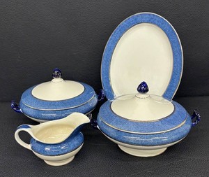 Woods Ware Powder Blue Platter, Casserole Dishes and Pitcher