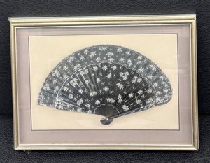 Vintage Folding Fan in Shadowbox Frame - Floral Design