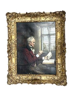 TH - Alfred Lyndon Grace (British, 1867-1949) Oil Painting The Absorbed Scholar In Ornate Gilt Frame