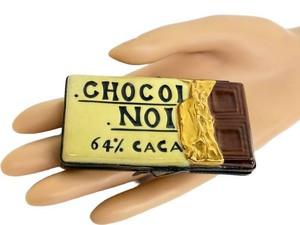 Vintage Limoges Chocolat Noir Hand-Painted Porcelain Trinket Box