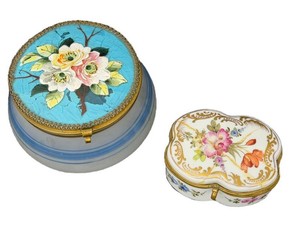 Antique Powder Jar & Meissen Trinket Dish