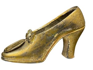 Vintage Art Deco Rockefeller Center NYC Souvenir Gold-Tone Miniature Shoe Figurine