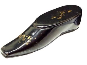 Antique Lacquered Wood Shoe Snuff Box