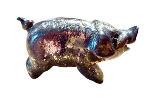 Sterling Silver Pig Figurine - Miniature Hallmarked