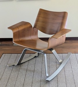 Blu Dot Buttercup Rocker - Walnut Molded Plywood Mid-Century Style Rocking Chair