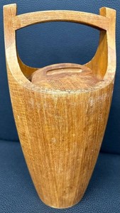 Mid Century Modern Dansk Congo Teak Ice Bucket with Orange Liner