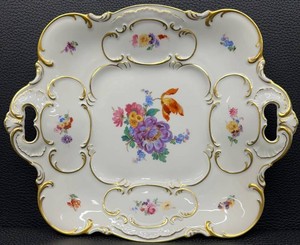 Vintage Porcelain Serving Tray - Hutschenreuther Selb Bavaria Floral Gilt