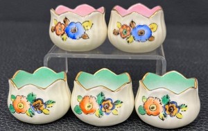 Vintage Salt Cellars - Noritake Hand Painted Floral (Lot of 5)