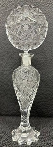 Vintage Cut Glass Perfume Bottle With Faceted Starburst Stopper