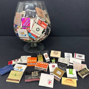 Vintage Matchbook Collection in Footed Glass Bowl