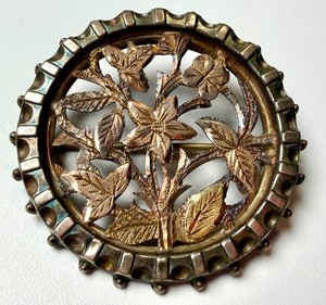 Antique Floral Brooch - Victorian Aesthetic Movement Sterling Silver