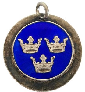 Vintage Enamel Pendant - Tre Kronor Three Crowns Sverige