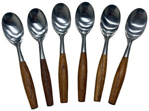 6pc Vintage Dansk Fjord Teak & Stainless Steel Spoons Jens Quistgaard MCM