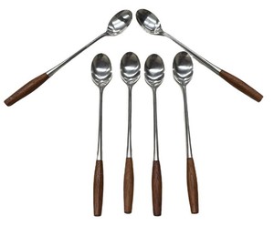 Vintage Dansk Fjord Teak Iced Tea Spoons Set of 6 Jens Quistgaard MCM Germany