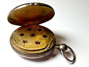 Antique 19th Century Continental 13.5 Loth Silver-Gilt Pocket Watch Form Vinaigrette