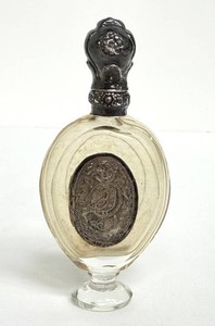 Antique Crystal Perfume Bottle With Silver Mount