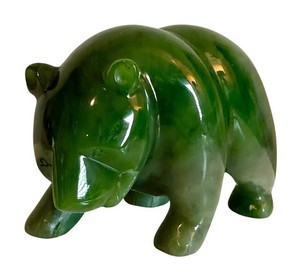 Bear Figurine - Carved Green Nephrite