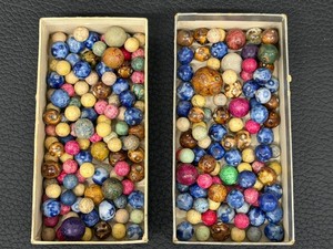 Antique 19th Century Non-Glass Marble Collection - Clay & Glazed Bennington Marbles