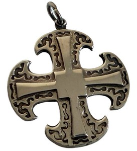 Antique British Sterling Silver Canterbury Pendant Cross - Birmingham Hallmarked