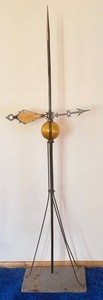 Vintage Weathervane - Ornate Arrow Amber Glass Ball