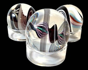 Handblown Art Glass Marbles - 3-Piece Group