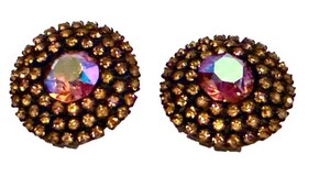 Vintage Clip Earrings - Weiss Aurora Borealis-Style