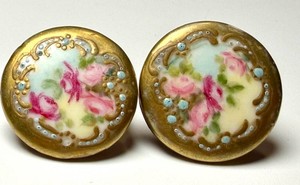 Vintage Hand-Painted Screw-Back Floral Earrings
