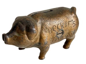 Antique Cast Iron Advertising Bank - Deckers Piggy Bank