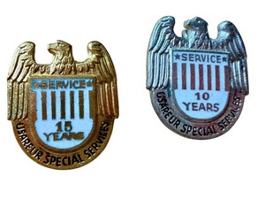 Service Pins - USAREUR Special Services 10 & 15 Years (Lot of 2)