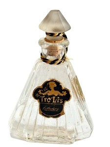 Vintage 1930s Tre Lis Paul Lothaire Art Deco Faceted Glass Perfume Bottle