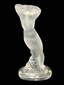French Frosted Art Glass Nude Dancer Figurine - 9, Lalique Style