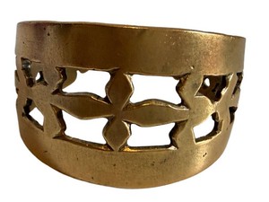 Vintage Brass Cuff Bracelet - Openwork Botanical Design