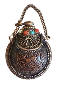 Vintage Tibetan Mini Snuff Bottle Pendant