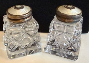 Vintage Salt & Pepper Shakers - Norwegian Sterling Crystal Pair