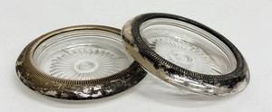Vintage Sterling Silver Rimmed Coasters (Lot of 2)