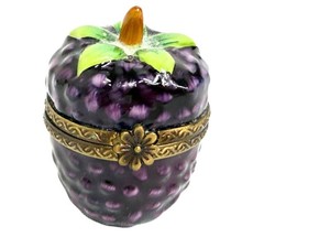 Limoges Trinket Box - Hand-Painted Porcelain Blackberry or Raspberry