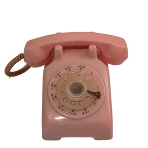 Vintage Toy Musical Phone - Pink Rotary Dial Brahms Lullaby