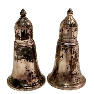 Vintage Sterling Silver Salt & Pepper Shakers With Glass Inserts