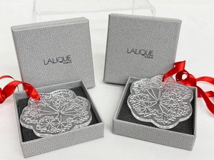 Christmas Ornaments - Lalique Paris Crystal Floral Set (Lot of 2)