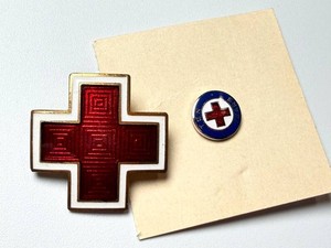 Red Cross Enamel Pins - Geometric & Years Designs (Lot of 2)