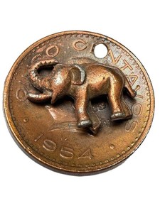 Vintage Coin Pendant - 1954 U.S. Cent Elephant 1 Inch